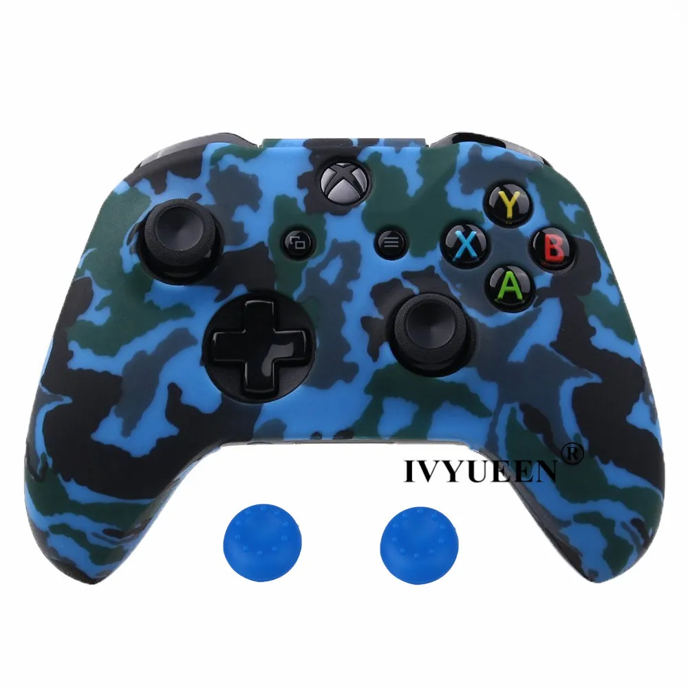 IVYUEEN чехол с водной передачей и принтом для XBox One X S контроллер силиконовый защитный камуфляжный чехол с ручкой для большого пальца - Цвет: Blue Camo