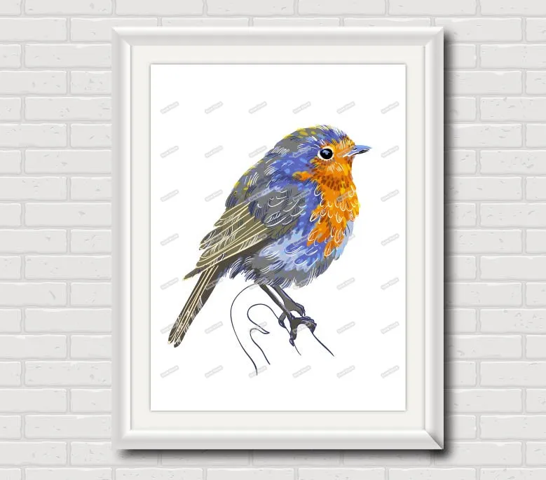 Желтая птица Акварельная настенная Художественная печать современные