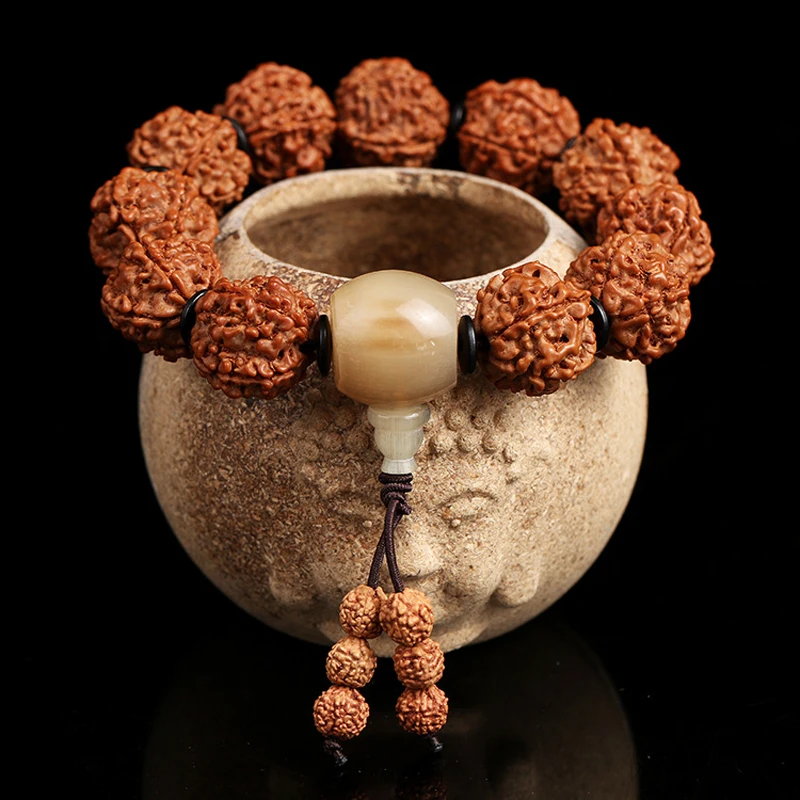 Этнические Непальские браслеты Kingkong Bodhi 18 мм круглые бусины Rudraksha семена Бодхи