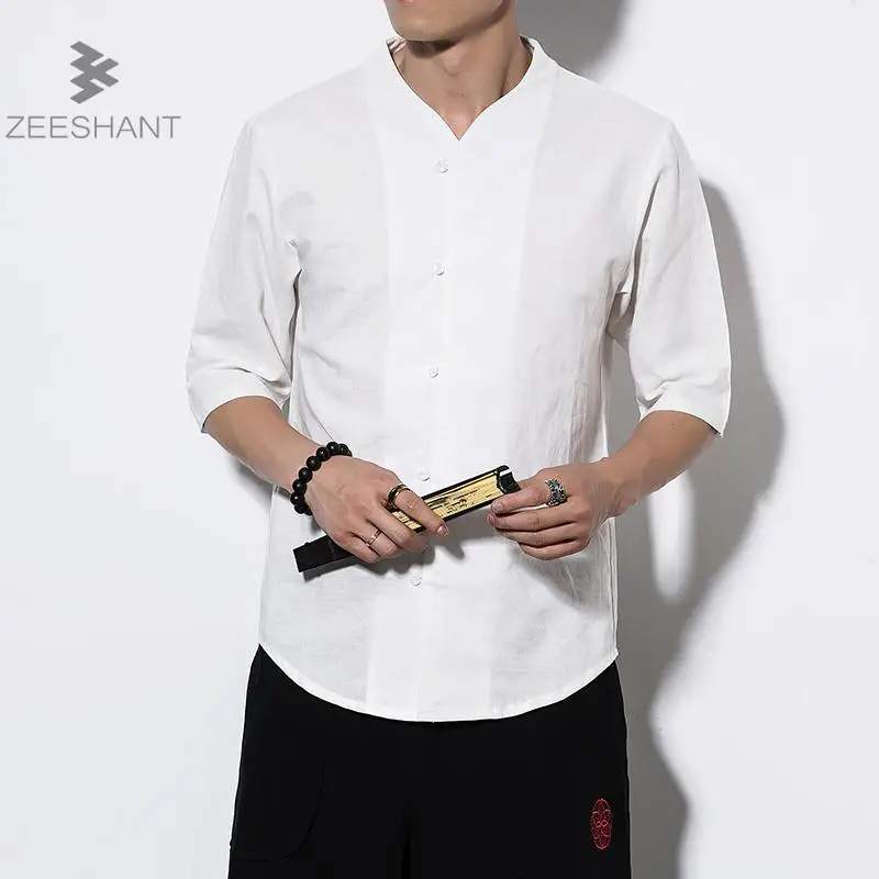 2018 Для мужчин Повседневное хлопок льняная рубашка Slim Fit Новое поступление