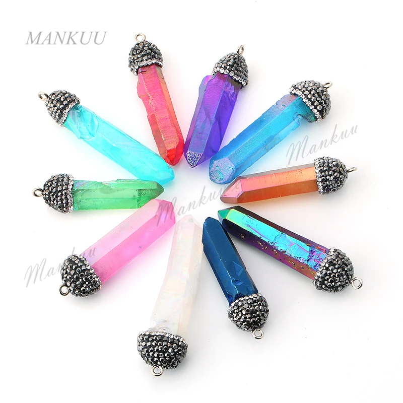 NWCP010 CZ Micro Циркон Проложить Кристалл столб камень кулон гальванических смеси Цвет