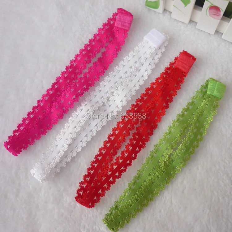 Детская Кружевная повязка на голову с цветами (20 шт./лот) Детские аксессуары для