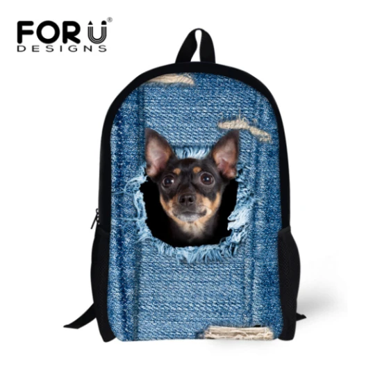 C3306C FORUDESIGNS/милый 3D животное кошка джинсовые рюкзаки дети обувь для девочек ортопедические повседневное Путешествия Рюкзак Для Детей школьников Mochila - Цвет: C3306C