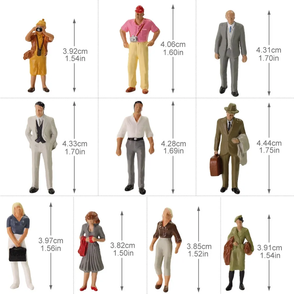 20pcs модель поезда все стоя 1:43 O масштаб цифры окрашенные пассажиров люди модель железной дороги P4307
