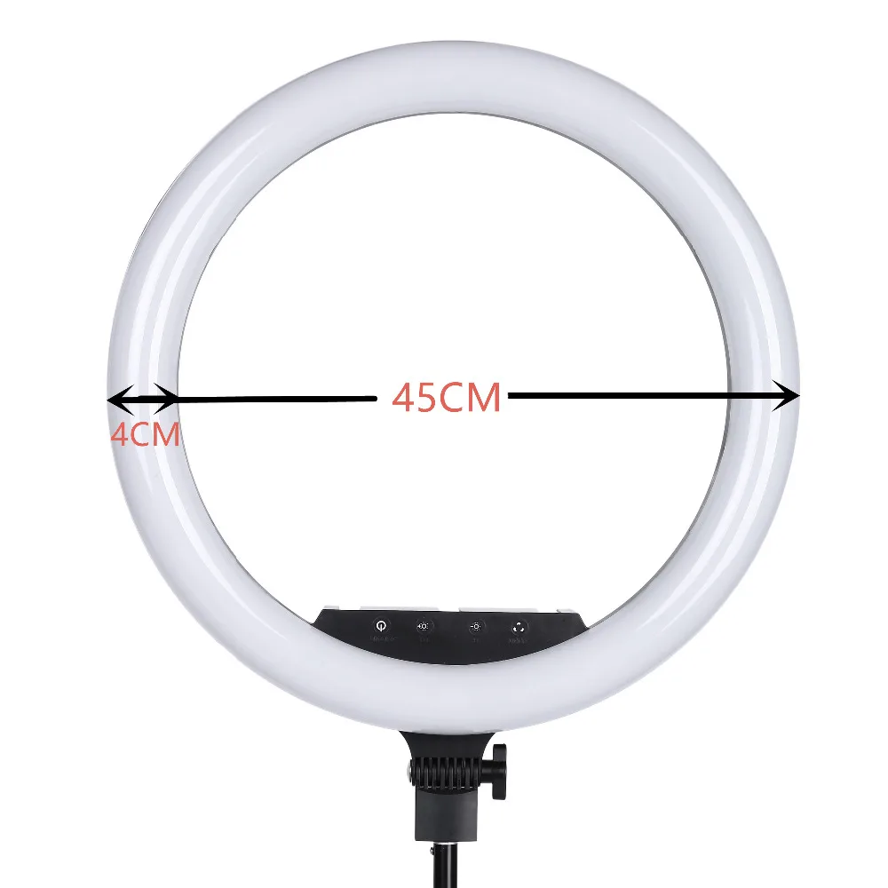 18 дюймов фотостудия светильник ing светодиодный кольцевой светильник Сенсорный экран переключатель фон для фотосъемки, кольцевая лампа приглушенного с подставкой для портретной съемки, макияж