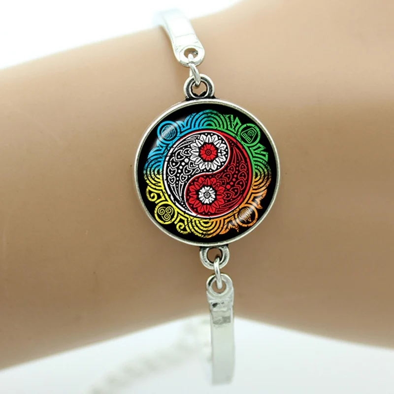 TAFREE Chakra Art Горячая энергия исцеляющий браслет ювелирные изделия Религия Инь Ян Солнце Луна браслет с Туманностью для мужчин и женщин огненный дракон подарок B666 - Окраска металла: B626