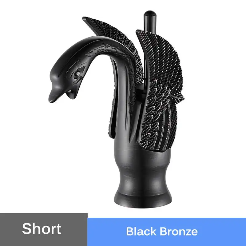 Short Black Bronze Золотой Лебедь смеситель для раковины с одной ручкой столешница смеситель для ванной комнаты на бортике латунный кран для горячей и холодной воды хромированный смеситель - Цвет: Short Black Bronze