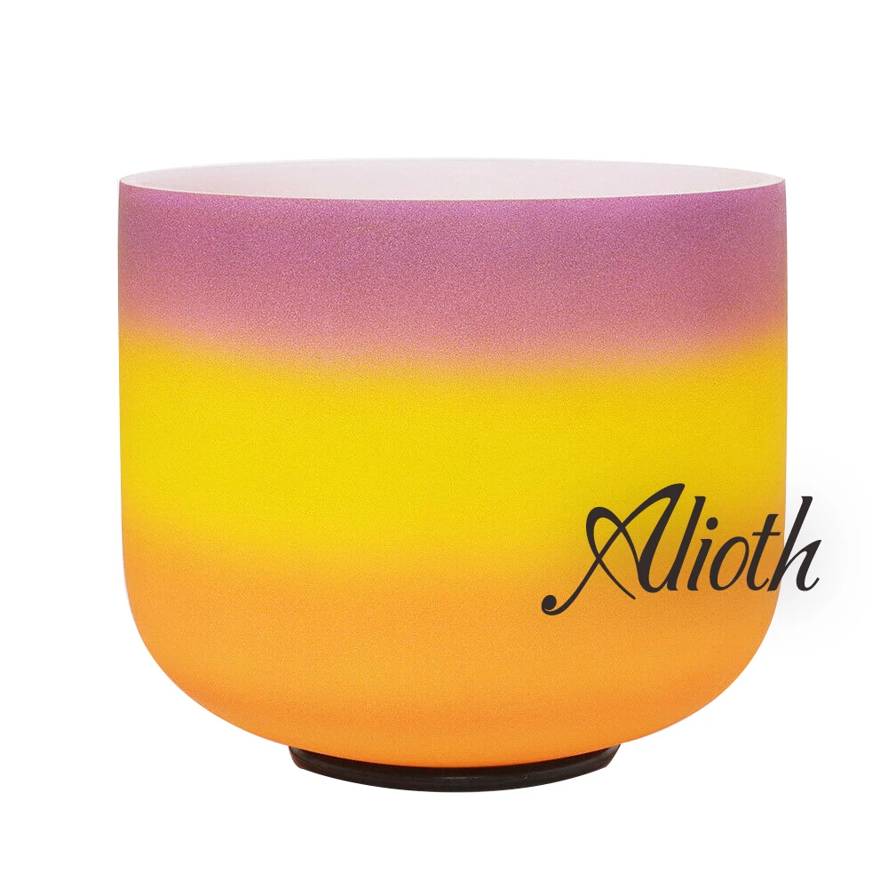 14 Inch Outside Rainbow Colored B Note Crystal Singing Bowl for Crown Chakra Balancing/Yoga/Meditation/Sound Therapy | Спорт и