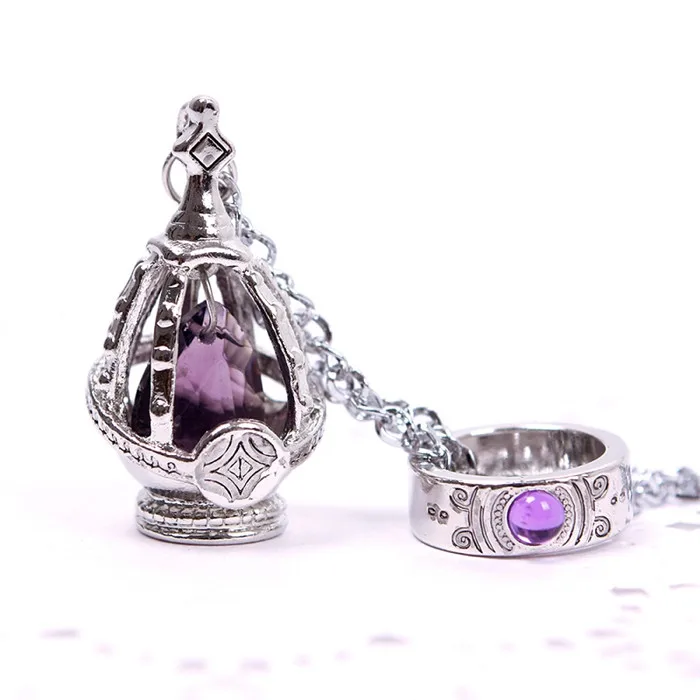 Purple Ожерелье Puella Magi Madoka Magica Soul Gem+ кольцо, косплей, ювелирный набор, аниме ожерелье для женщин - Окраска металла: Purple