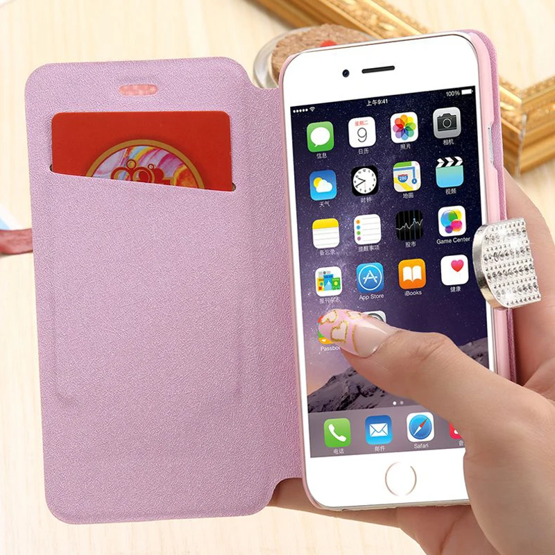 Кожаный чехол из шелка со стразами чехол-книжка с кристаллами для Samsung Galaxy S5 S7 S6 Edge