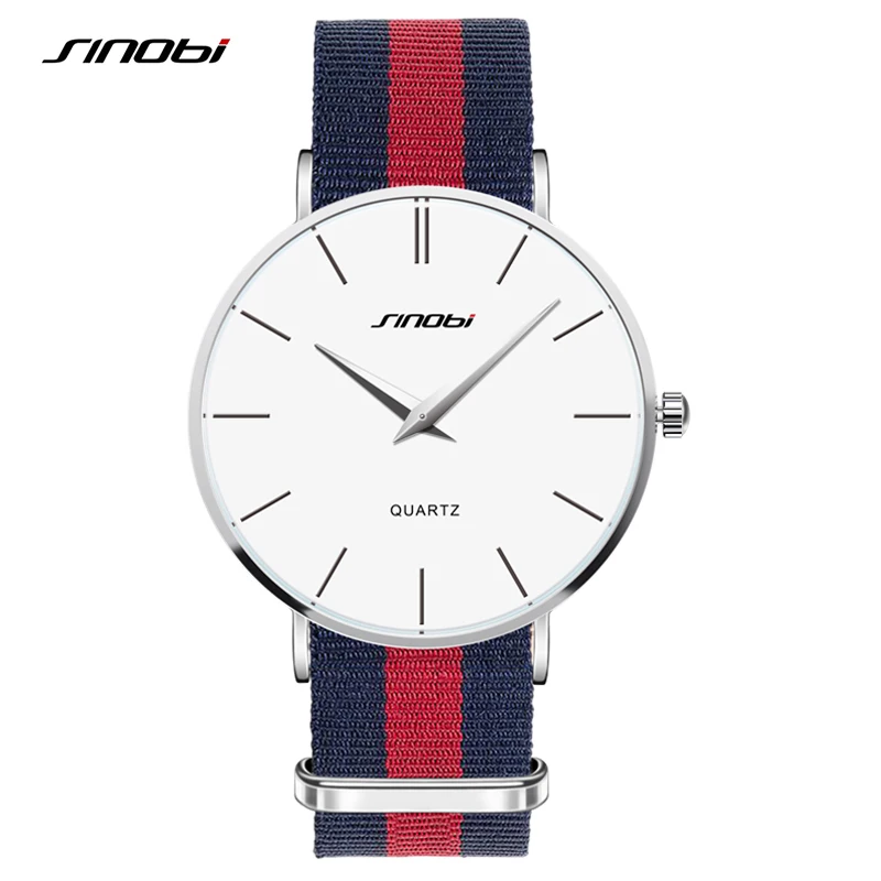 SW01NB008 Модные наручные часы унисекс, ремешок NATO, прочный нейлоновый ремешок SINOBI, топ класса люкс, модный бренд Geneva, ультра тонкие кварцевые часы - Цвет: SW01NB008