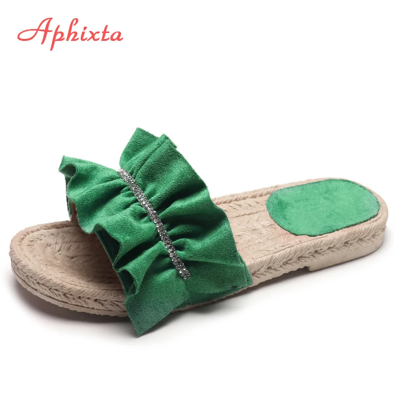 Тапочки Aphixta женские летние на плоской подошве вышивка аппликация собаки плоская