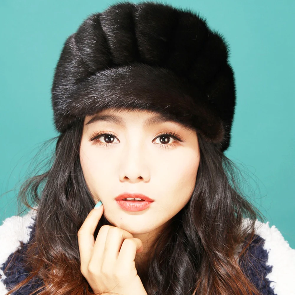 2018 осень-зима женские Новое поступление импортные норки меховая шапка качество