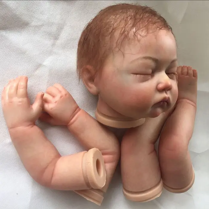 22 дюймов Кукла реборн комплект окрашенная кукла мягкий винил REBORN DIY купать BEBE мохер, бисером скелет, закрытые глаза DIY аксессуары