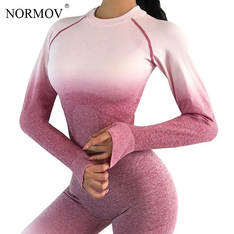 Пикантный женский топ NORMOV для фитнеса бесшовный с длинным рукавом женские