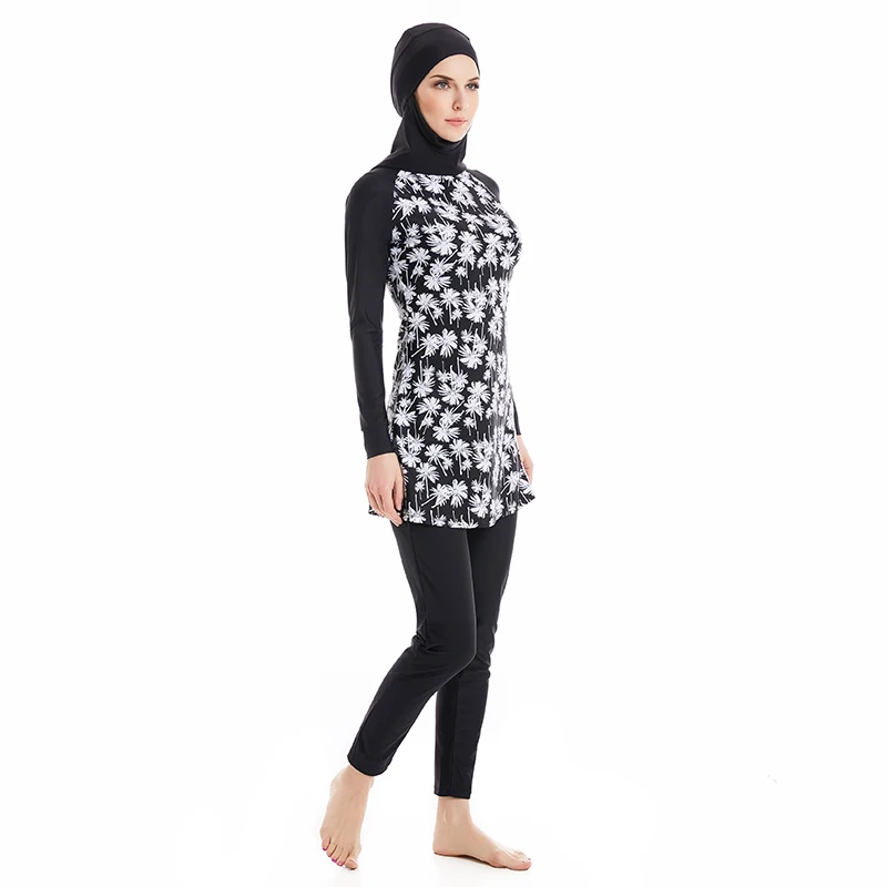 HAOFAN Мусульманский купальник Женский скромный лоскутный хиджаб с длинными