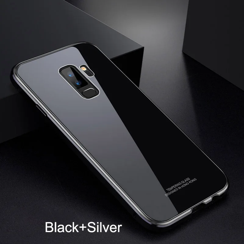 Black Silver Роскошный металлический чехол для iPhone XR XS Max чехол Алюминиевый металлический бампер закаленное стекло чехол для телефона s для iPhone X 7 8 Plus чехол - Цвет: Black Silver