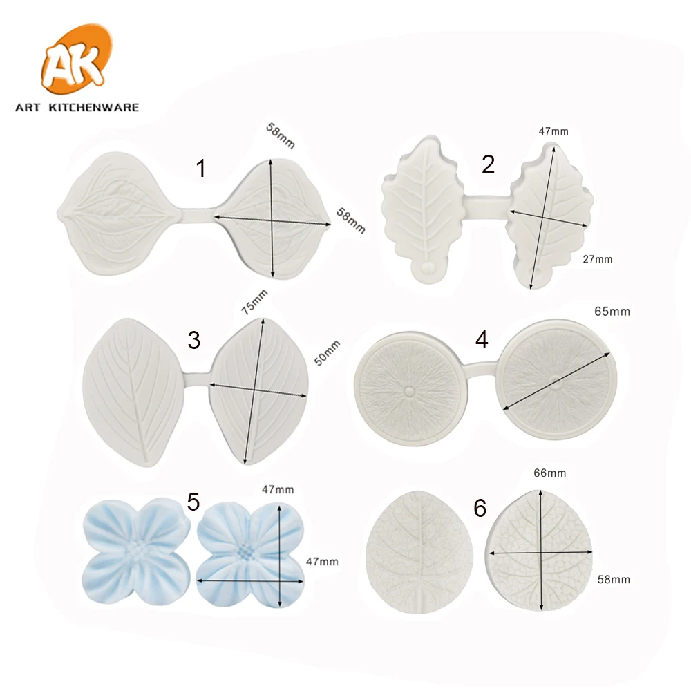Силиконовая форма в виде листьев для украшения торта помадки оттиска цветов
