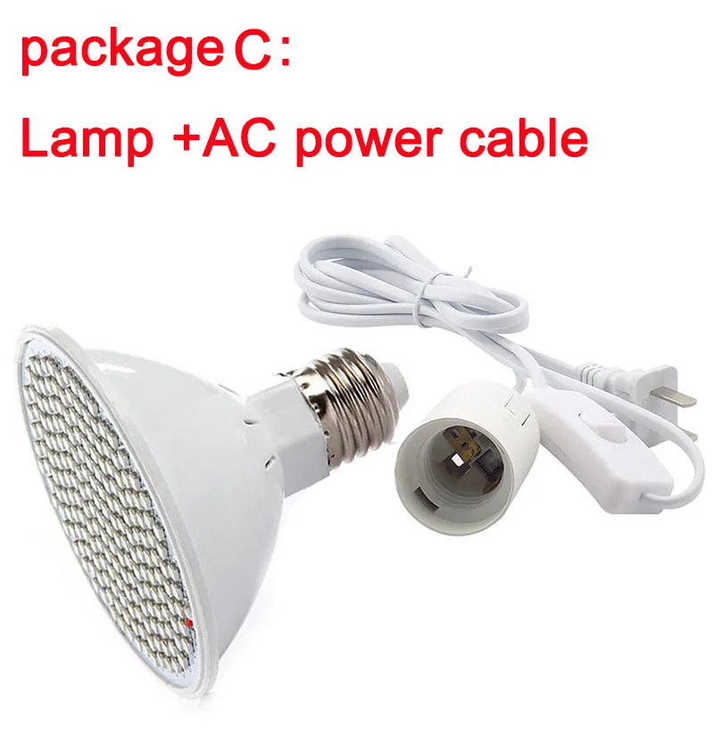 Lamp with AC Cable 3-головка 200 светодиодный завода светать светильник зажим красный синий Вег лампы hydro палатка семена цветов для съемки в помещении двойной E27 growbox палатка - Испускаемый цвет: Lamp with AC Cable