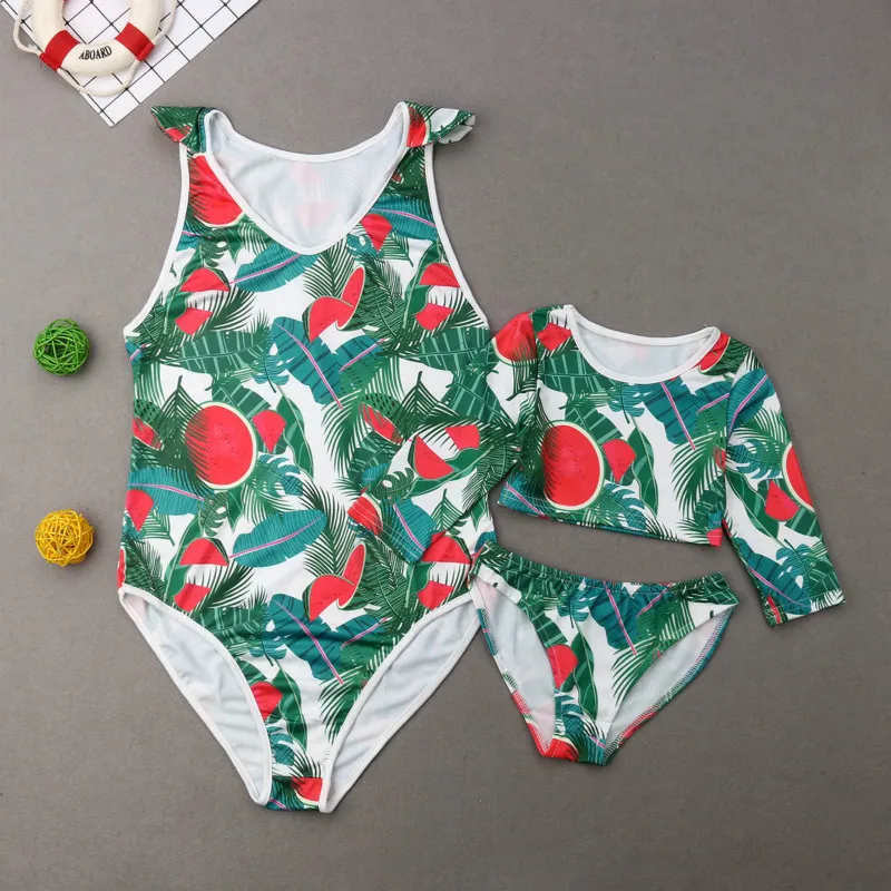 Семейный слитный купальник для мужчин и женщин милый с изображением арбуза