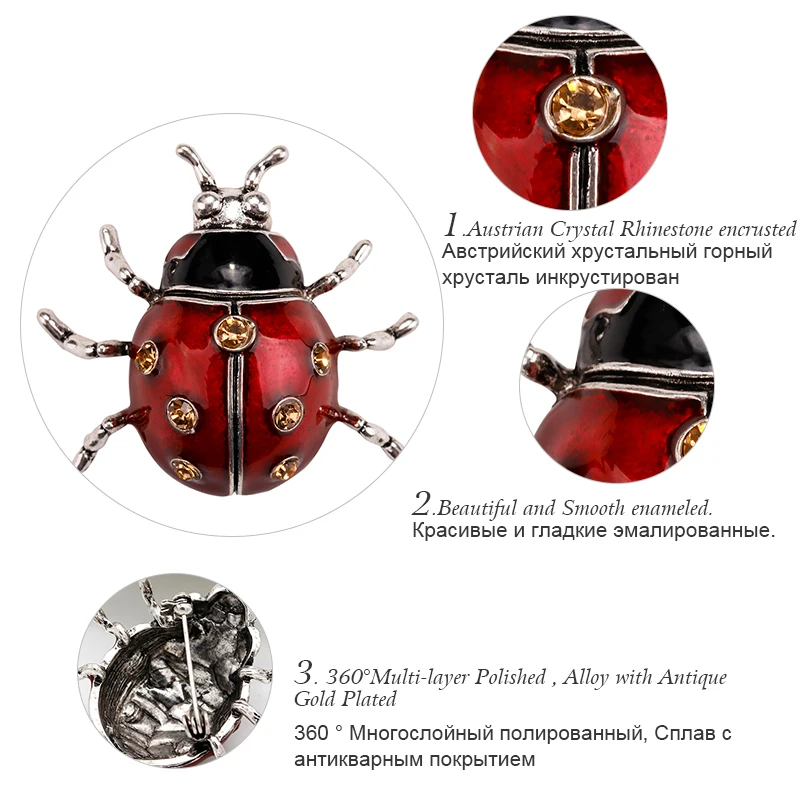 ALLYES Божья коровка Броши для женщин одежда цвет отворот вечерние винтажные сплав