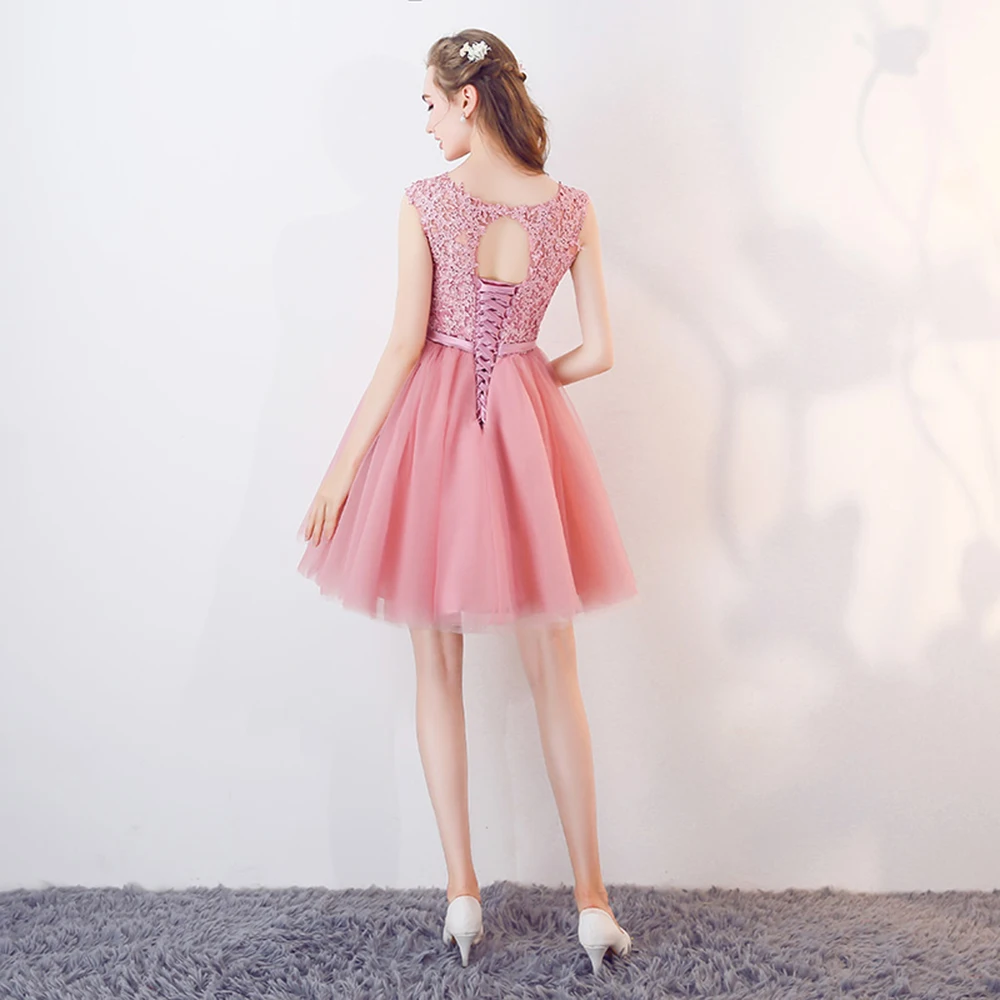 Новое поступление Vestido 15 ano curto пыльно-розовые кружевные платья для выпускного вечера аппликация 8 класс выпускное платье Короткое платье для выпускного вечера
