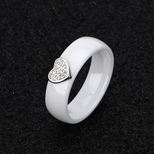 White Silver 6mm Фирменное модное женское керамическое обручальное кольцо, ювелирное изделие класса люкс, с блестящим камнем, милое сердце, любовь, женское свадебное кольцо хорошего качества - Цвет основного камня: White Silver 6mm