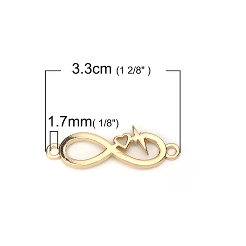

DoreenBeads Zinc Based Alloy Connectors Heartbeat Electrocardiogram Christian Gold Color Multistyles DIY Finding, 10 PCs