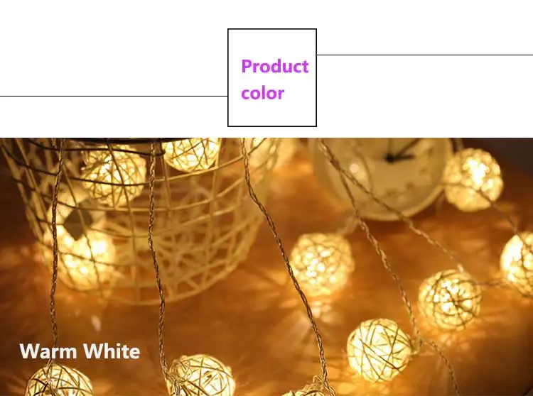 3M20 светодио дный LED s гирлянда Luminaria Ротанговые шарики Фея светодио дный светодиодная гирлянда на батарейках Рождественская вечеринка гирлянда свадебное украшение комнаты