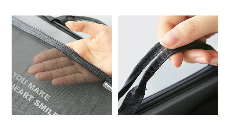 Creative Nylon Mesh Document Bag Portable Briefcase Double Pouch File Bag For Documents