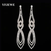 yfjewe classic crystal long dangle earrings women wedding elegant party accessories drop earrings jewelry female e468