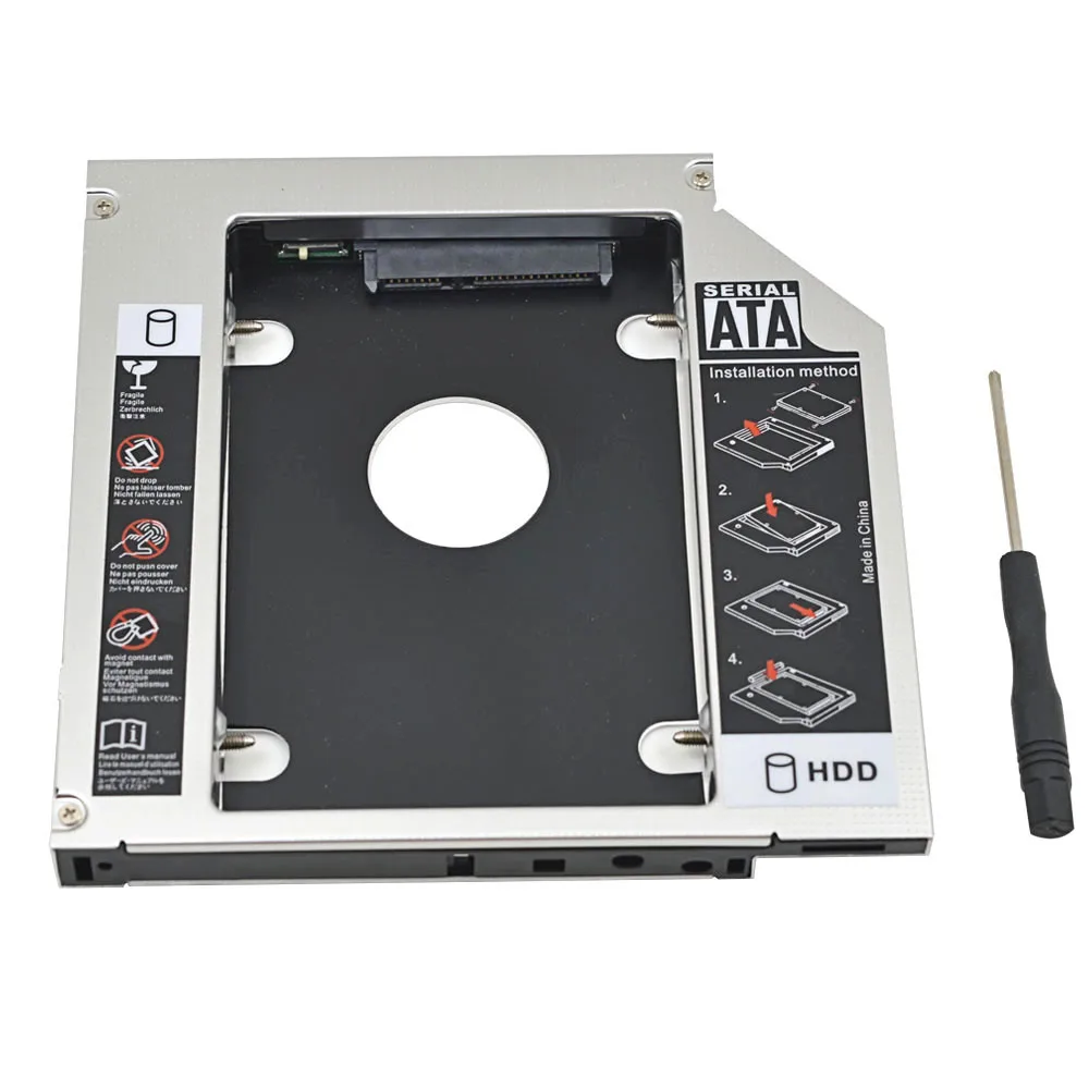 Горячая для ноутбука ODD DVD-ROM Optibay Универсальный алюминиевый 2-ой HDD Caddy 12,7 мм SATA 3,0 HDD чехол 2," SSD корпус