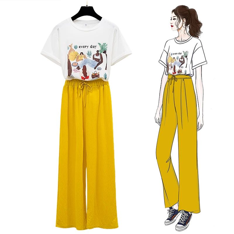 Trytree/летний женский комплект из двух предметов Повседневный хлопковый топ с