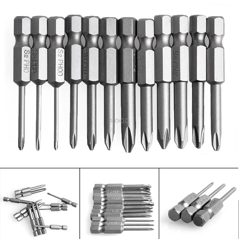 

12Pcs 50mm 1/4 Inch Hex Shank Magnetic Phillips Cross Screwdriver Bits A25 dropshipping