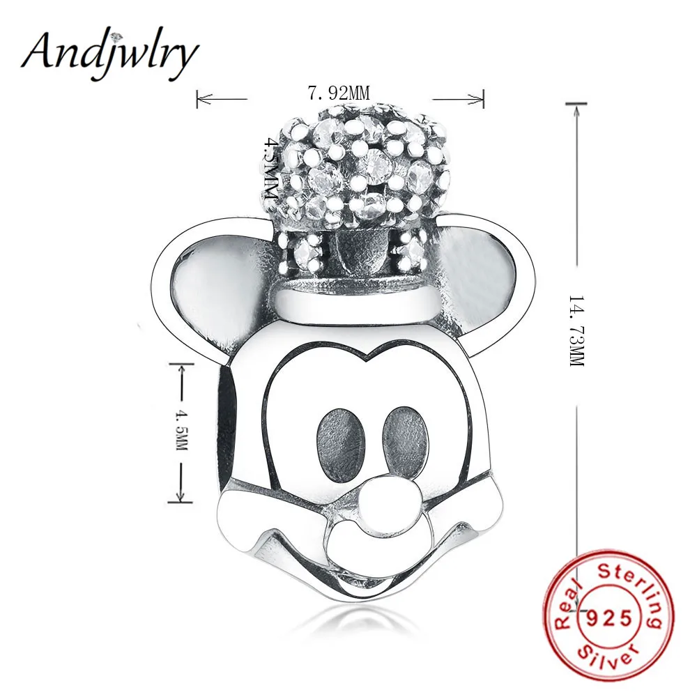 Ajw0965 Fit Pandora шармы 925 пробы серебро браслет бусины Микки, Минни шармы мультфильм бусины для изготовления ювелирных изделий Berloque - Цвет: Ajw0965