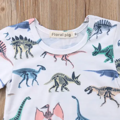 2018 New Fashion Toddler Dinosaur Dress Summer Baby Kid Girl Ruffle Loose Party Sundress Children Clothes | Детская одежда и обувь