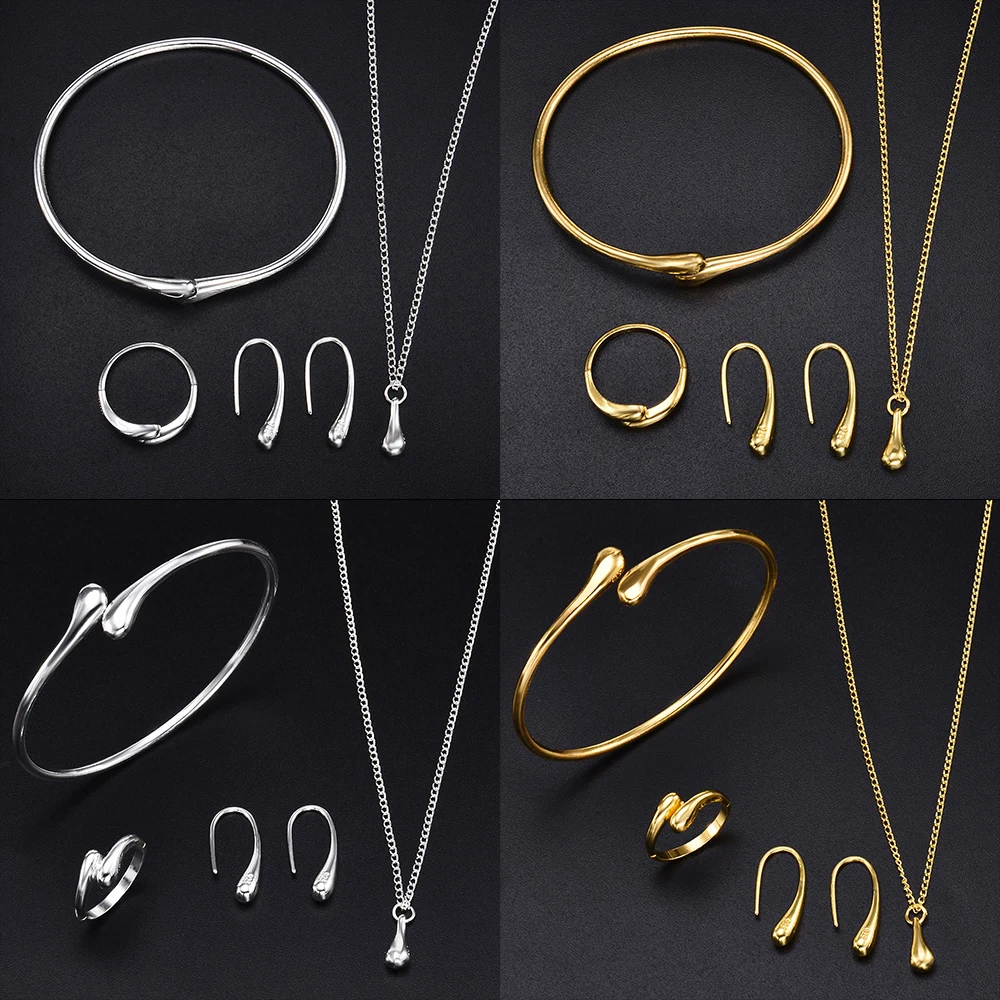 4 шт./компл. Роскошные модные женские свадебные ожерелье браслет серьги кольцо