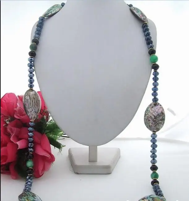 Комплект из колье и серёг с черными бусинами 46 дюймов|crystal necklace earrings set|necklace earring