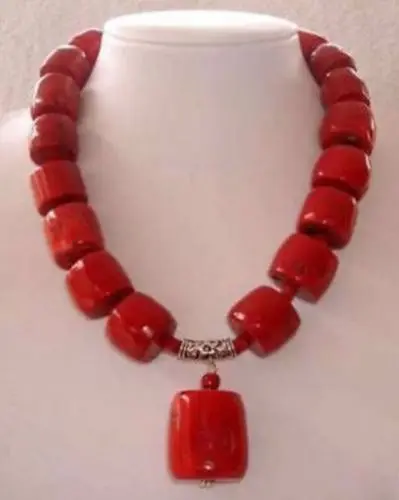

women good Fast shupping J0035 Details about New Amazing Red Cylinder Coral Necklace 18" AAA (A0430)