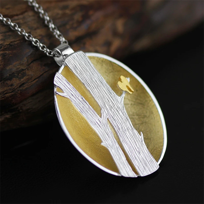 Женский кулон Птицы на ветках Lotus Fun без цепочки ручного изготовления из