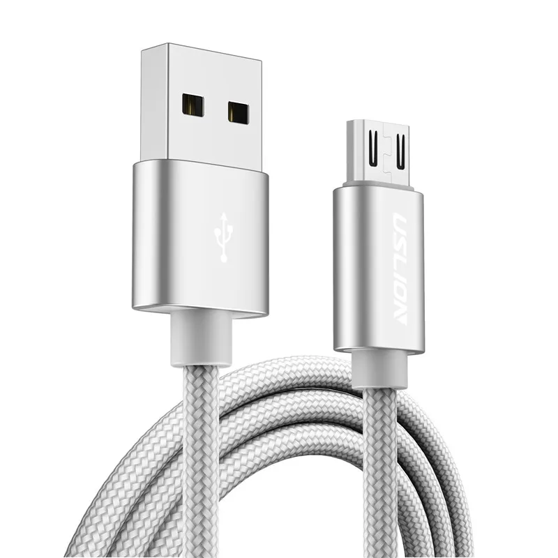 Silver USLION Micro USB кабель 2A Быстрая зарядка USB кабель для передачи данных для samsung huawei Xiaomi LG Andriod Microusb Кабели для зарядки мобильных телефонов - Цвет: Silver