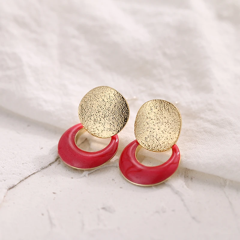 YMYW New Korean Small Geometric Enamel Sweet Earrings Exquisite Copper Charm Oorbellen Brincos 2019 for Women Party Jewelry Gift | Украшения