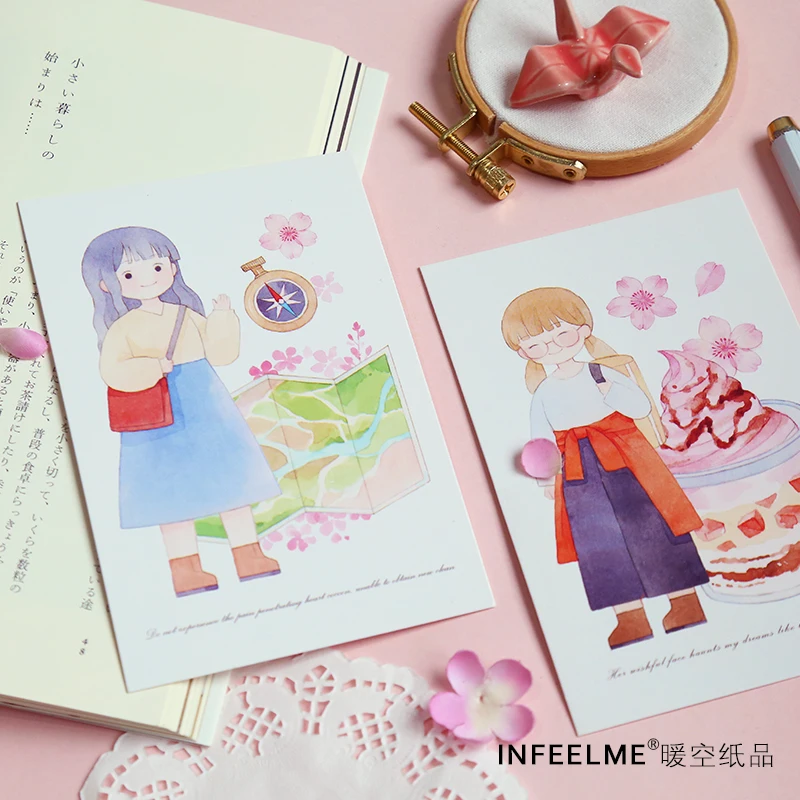 Infeel.me Sakura cho открытка-закладка поздравительная открытка бумага для письма 1 лот =