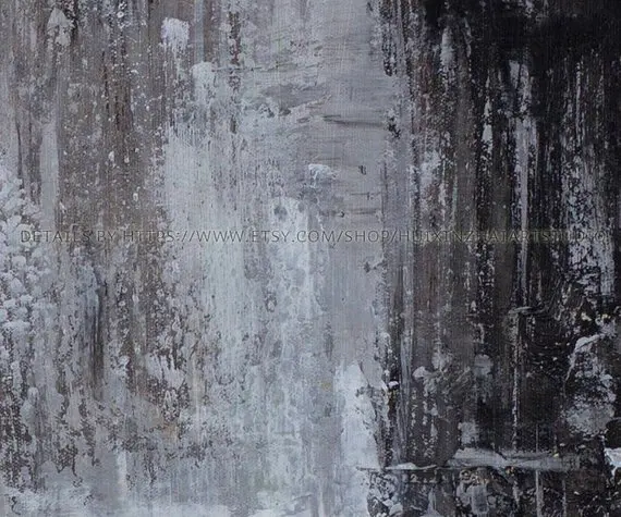 Large original abstract oil painting Contemporary Art Hand-painted wall decor Black white Oil grey large art | Дом и сад