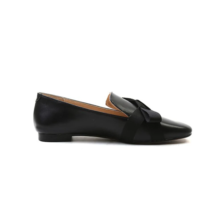 

MLJUESE 2018 women flats cow leather square toe bow-tie soft flats shoes spring comfortable casual shoes party dress size 34-43