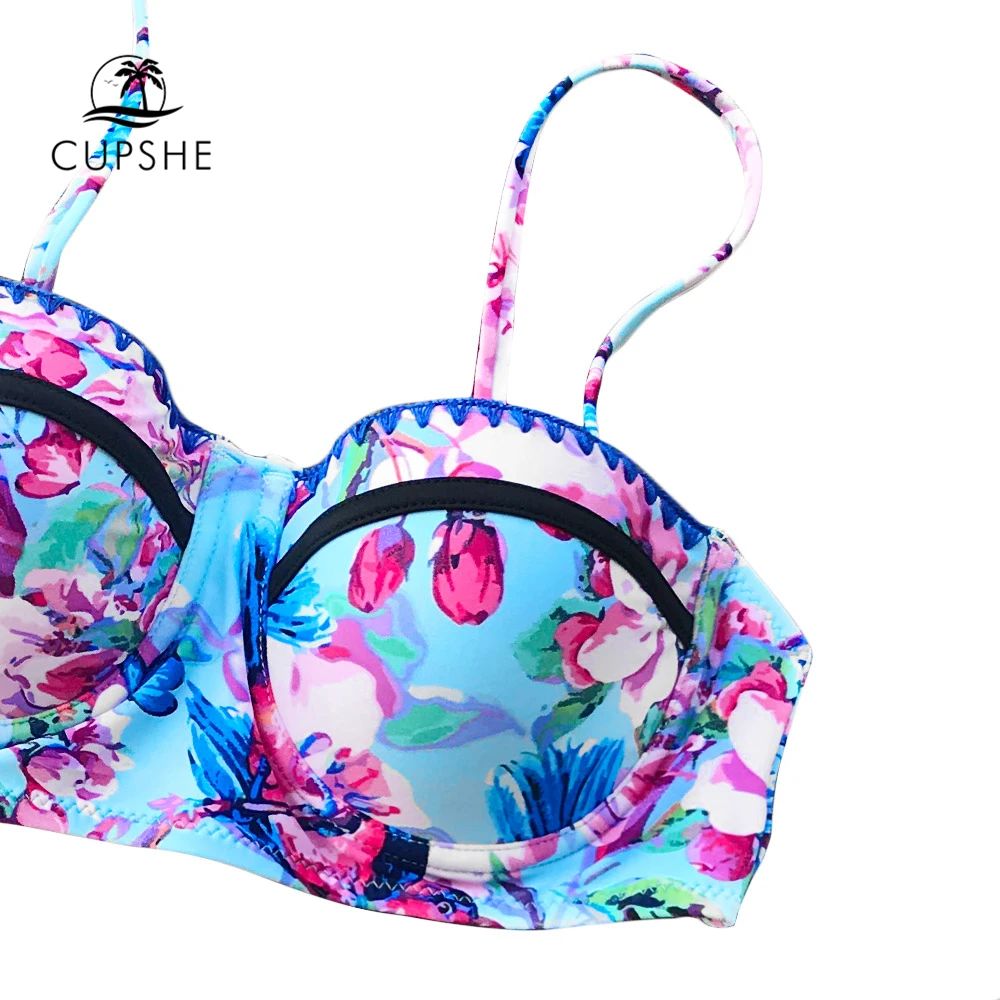 CUPSHE Flora And Lark Birds комплекты бикини с принтом женская корректирующая чашечка пуш-ап