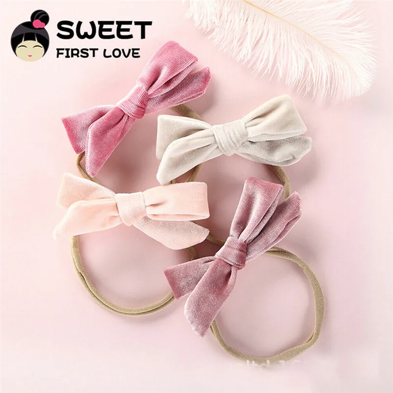 2020 Baby Kids Girls Velvet Bowknot Headwear Hair Accessories Solid Headband Band | Детская одежда и обувь