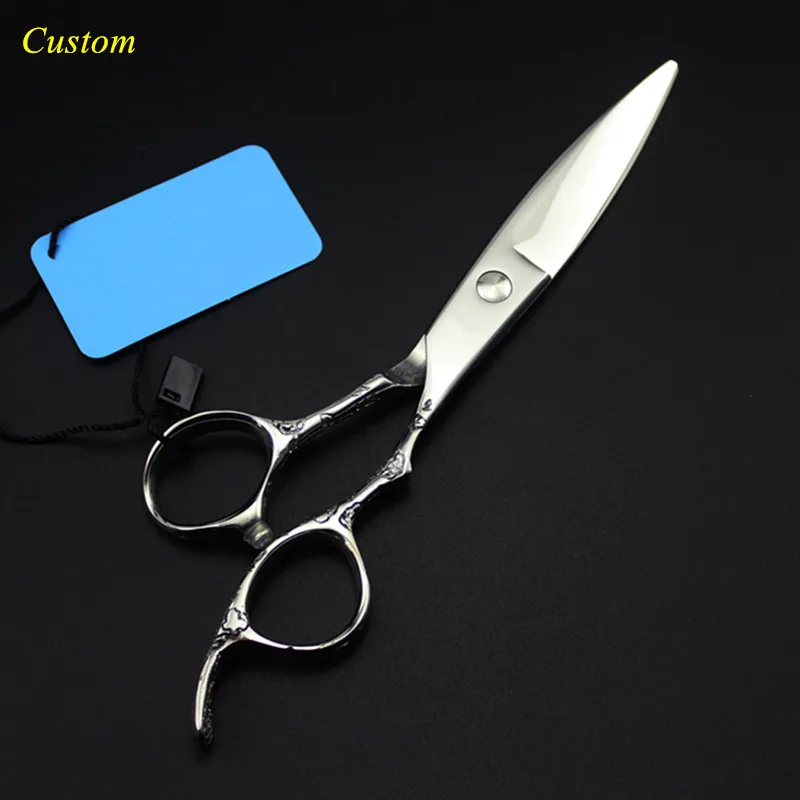 Custom name japan 440c 6 inch Plum handle hair cutting scissors barber makas cut shears haircut scissor hairdressing | Красота и
