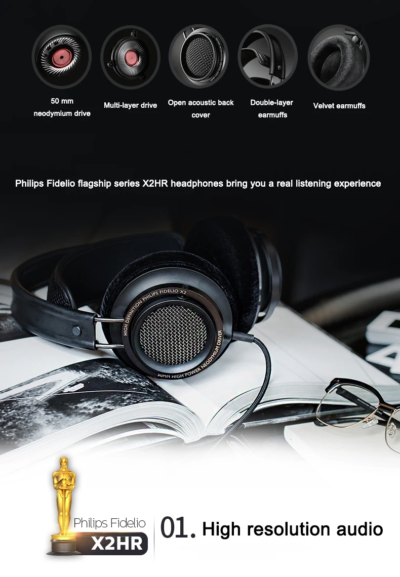 Philips/Philips X2HR монитор Fever гарнитура Hi-Fi наушники с высоким разрешением стерео гарнитура с 50 мм мощный привод
