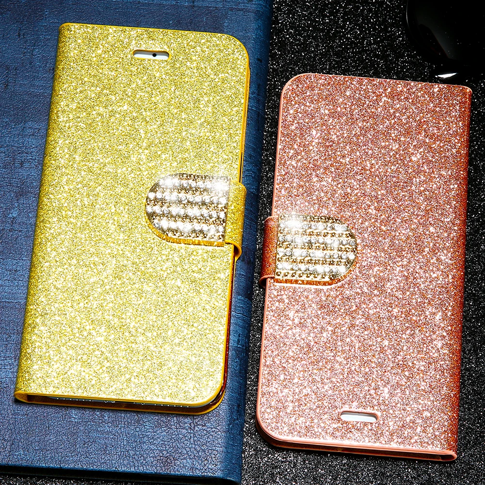 DOEES Shiny Girl Bling Phone Case For iPhone 6 6S 7 8 X Plus Rhinestone Leather Wallet Stand Flip Cover iPhoneX 5 5S SE |